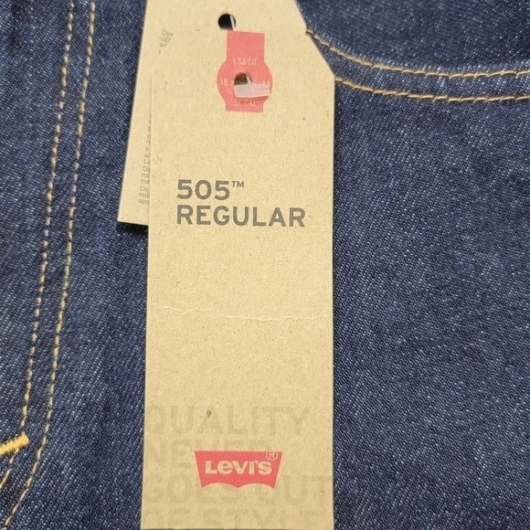 NEW Levi's Men's 505 Regular Straight Leg Sz 33X30 Dark Wash Denim Blue Jeans - Picture 12 of 16